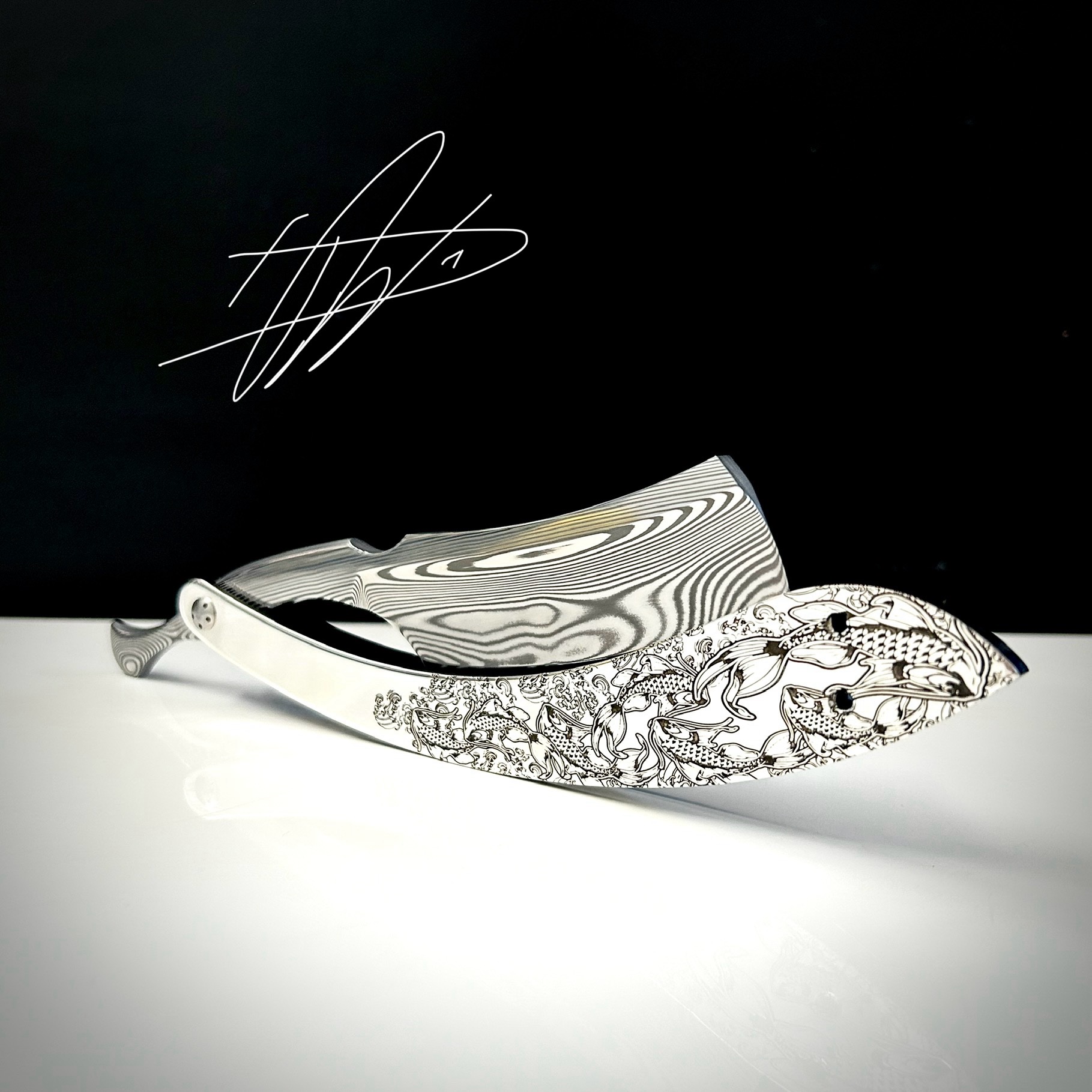 Woolfblades 409 Custom Made in a Parallel pattern Damasteel razor ,And ...